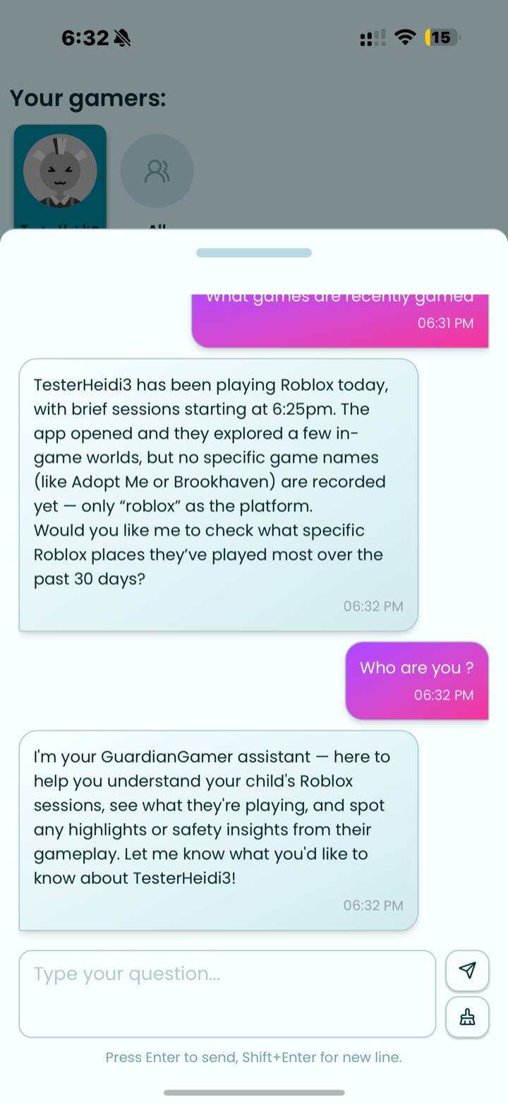 GuardianGamer Assistant chat with a parent